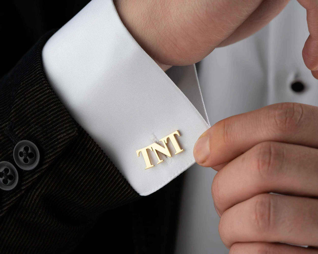 Engraved Initial Cufflinks: 925 Sterling Silver Groomsmen Gift