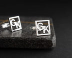 Sterling Silver Custom Initial Cufflinks, Personalized Wedding Gift   Charmora Jewelry