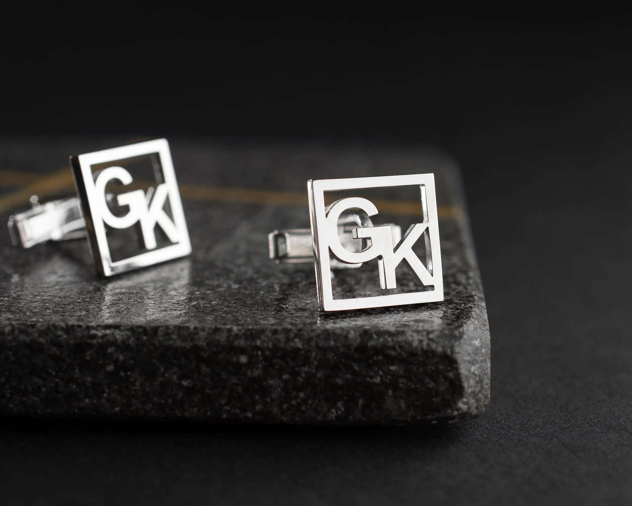 Sterling Silver Custom Initial Cufflinks, Personalized Wedding Gift   Charmora Jewelry