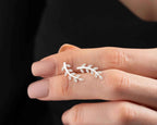 Sterling Silver Leaf Crawler Earrings: Olive Branch Design