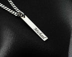 Personalized Sterling Silver Bar Necklace: Engraved Name, Morse Code, Coordinates