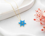 Lotus Flower Opal Sterling Silver Necklace - Handmade Jewelry