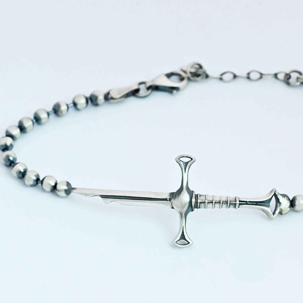 925 Sterling Silver Sword Bracelet – Handmade Warrior Jewelry for Men
