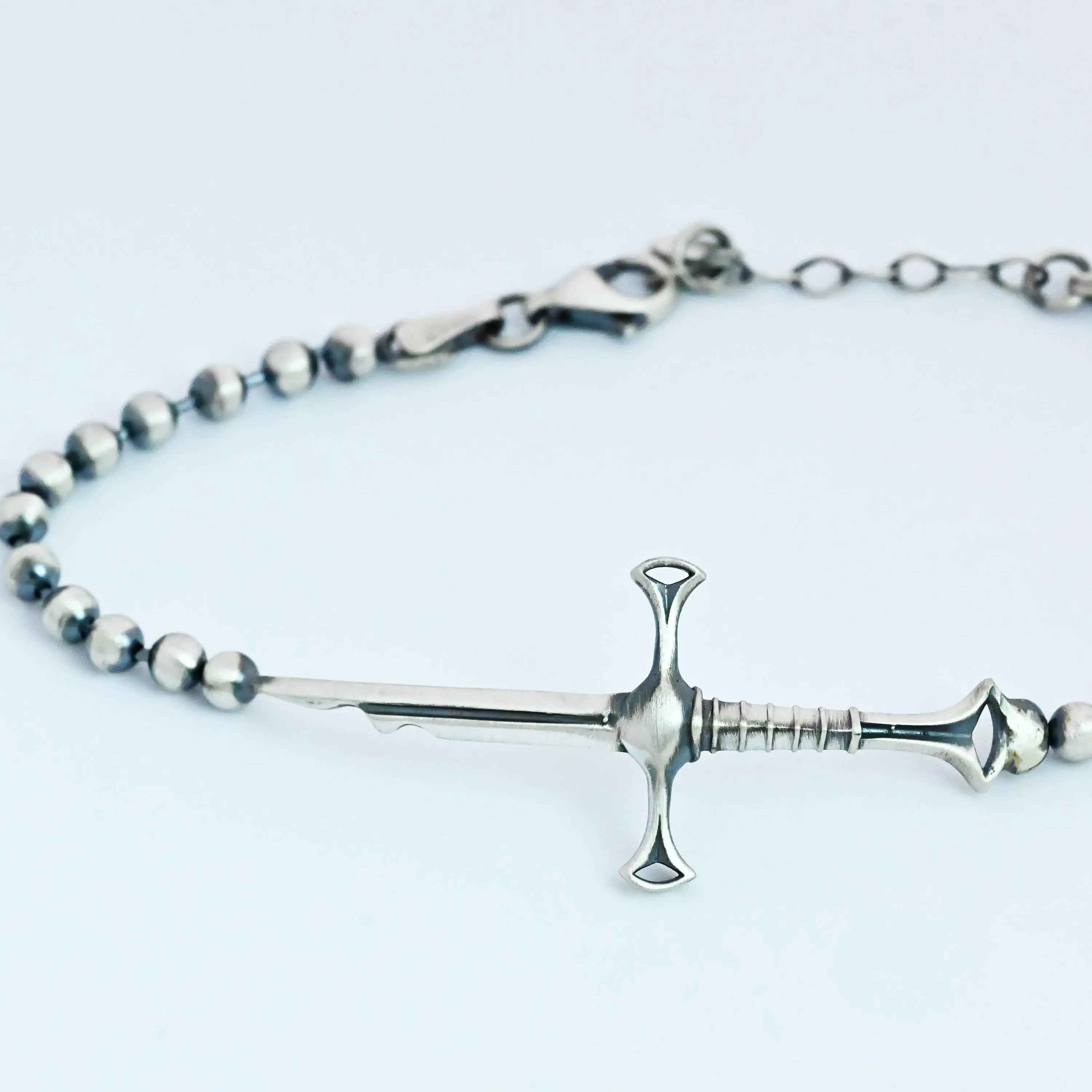 925 Sterling Silver Sword Bracelet – Handmade Warrior Jewelry for Men
