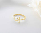 Solid Gold Ankh Ring: Egyptian Cross Jewelry, Handcrafted Gift