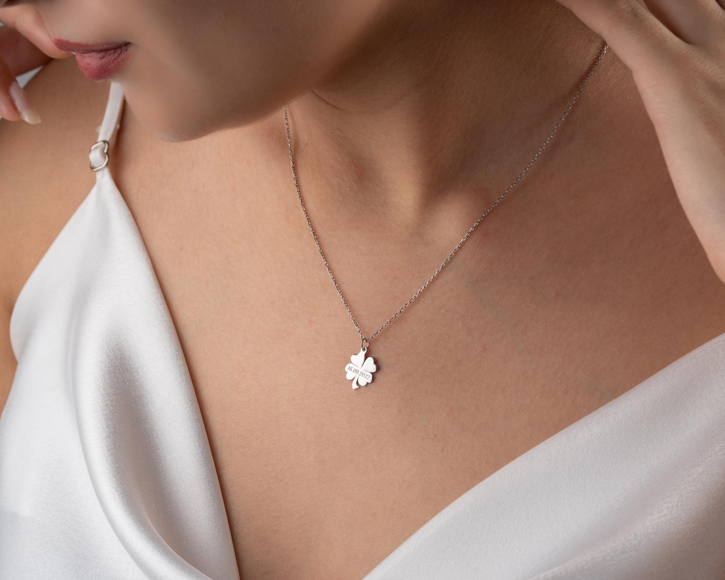 Sterling Silver 4 Leaf Clover Pendant: Good Luck Necklace