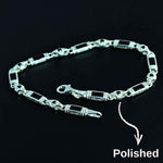 925 Sterling Silver Men's Bracelet: Onyx - Garnet - Navy Blue Zircon Vintage Link Design
