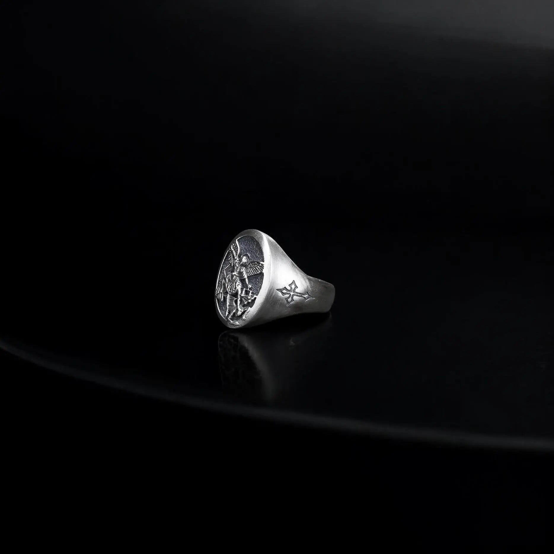 Sterling Silver Saint Michael Archangel Ring: Christian Protection Jewelry   Charmora Jewelry