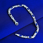 Sterling Silver Men’s Bracelet with Sapphire Baguette Stones – Gift for Him