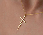 Solid Gold Cross Necklace, Religious Faith Pendant