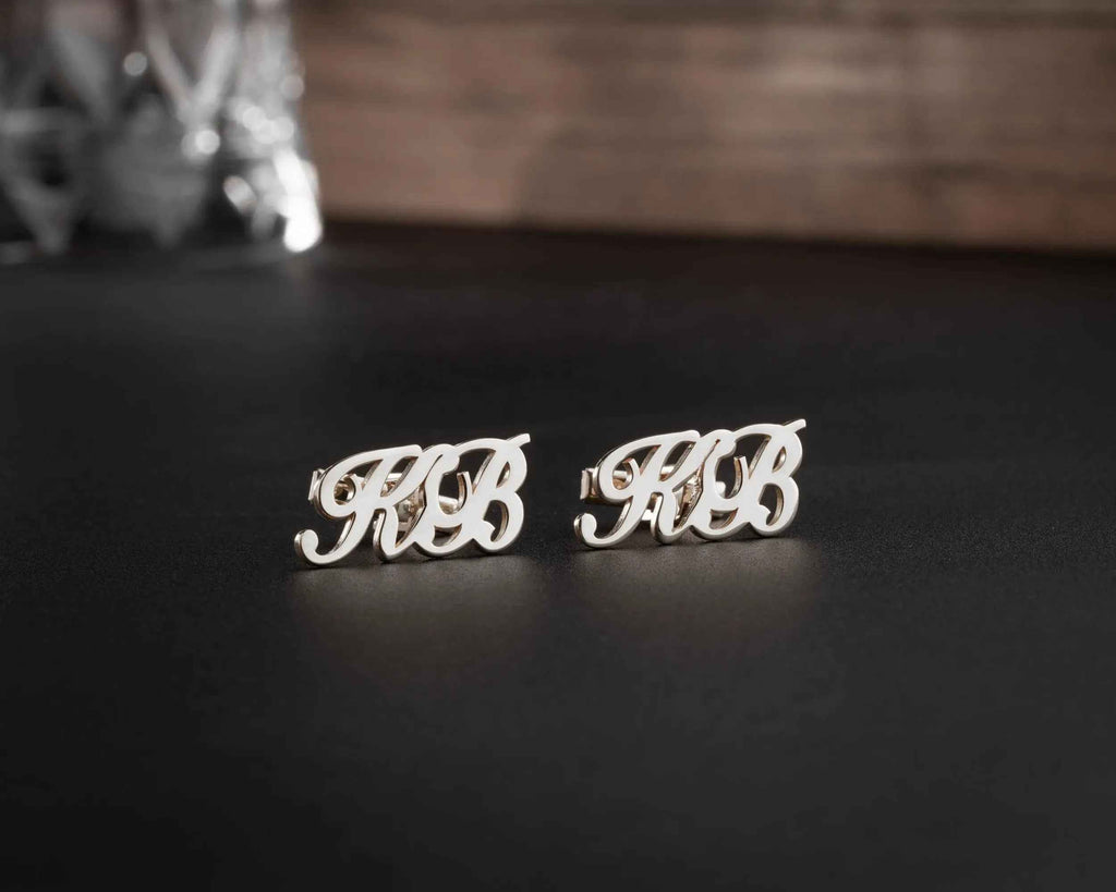 Personalized Sterling Silver Initial Cufflinks, Wedding Gift