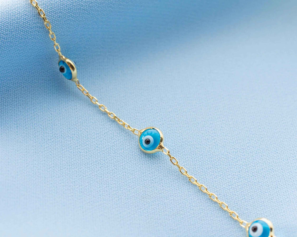 Dainty Sterling Silver Evil Eye Bracelet: Protection Jewelry