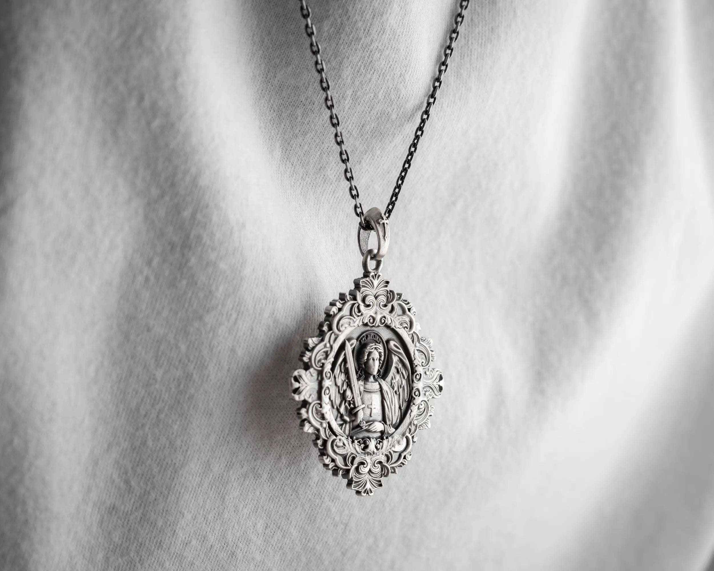 Sterling Silver Archangel Saint Michael Necklace: Guardian Angel Pendant