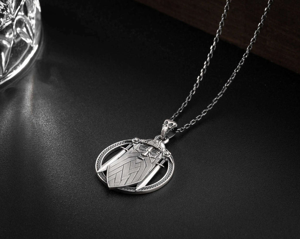 Handmade Sterling Silver Viking Warrior Pendant Necklace   Charmora Jewelry
