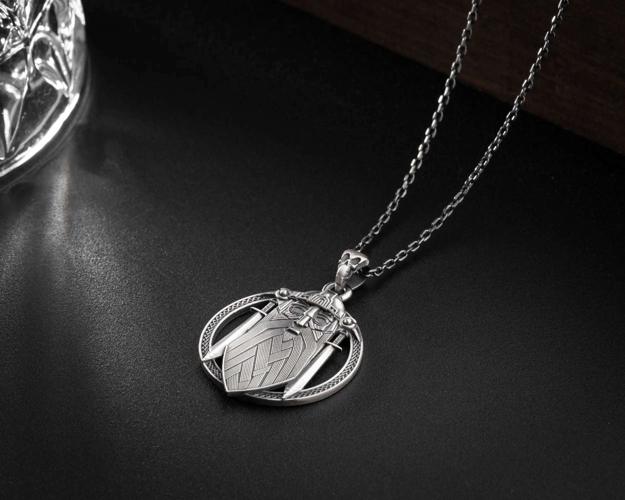 Handmade Sterling Silver Viking Warrior Pendant Necklace   Charmora Jewelry