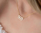 Gold 999 Angel Number Necklace: Sterling Silver Numerology Jewelry