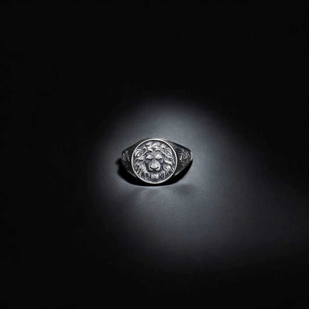 Sterling Silver Lion Head Ring: Handmade Animal Jewelry