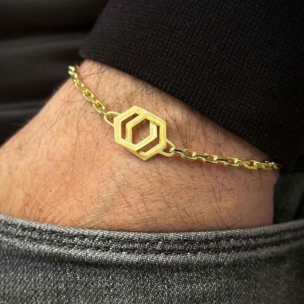 Sterling Silver Geometric Bracelet: Minimal Modern Chain Jewelry