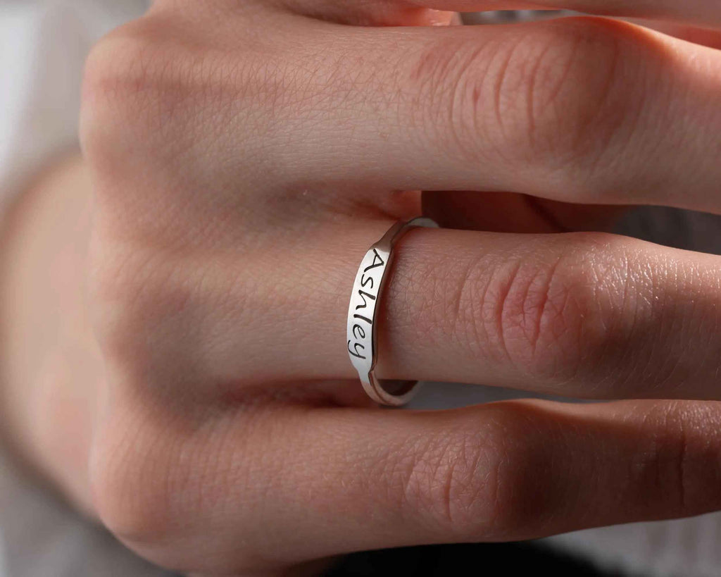 Sterling Silver Custom Name Ring: Personalized Engraved Gift