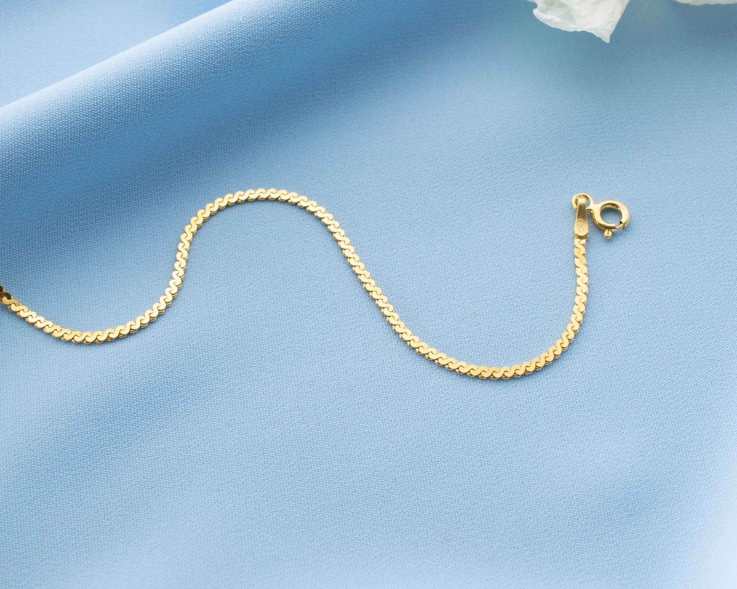 Dainty Sterling Silver Chain Bracelet: Rose Gold, Gold Finish