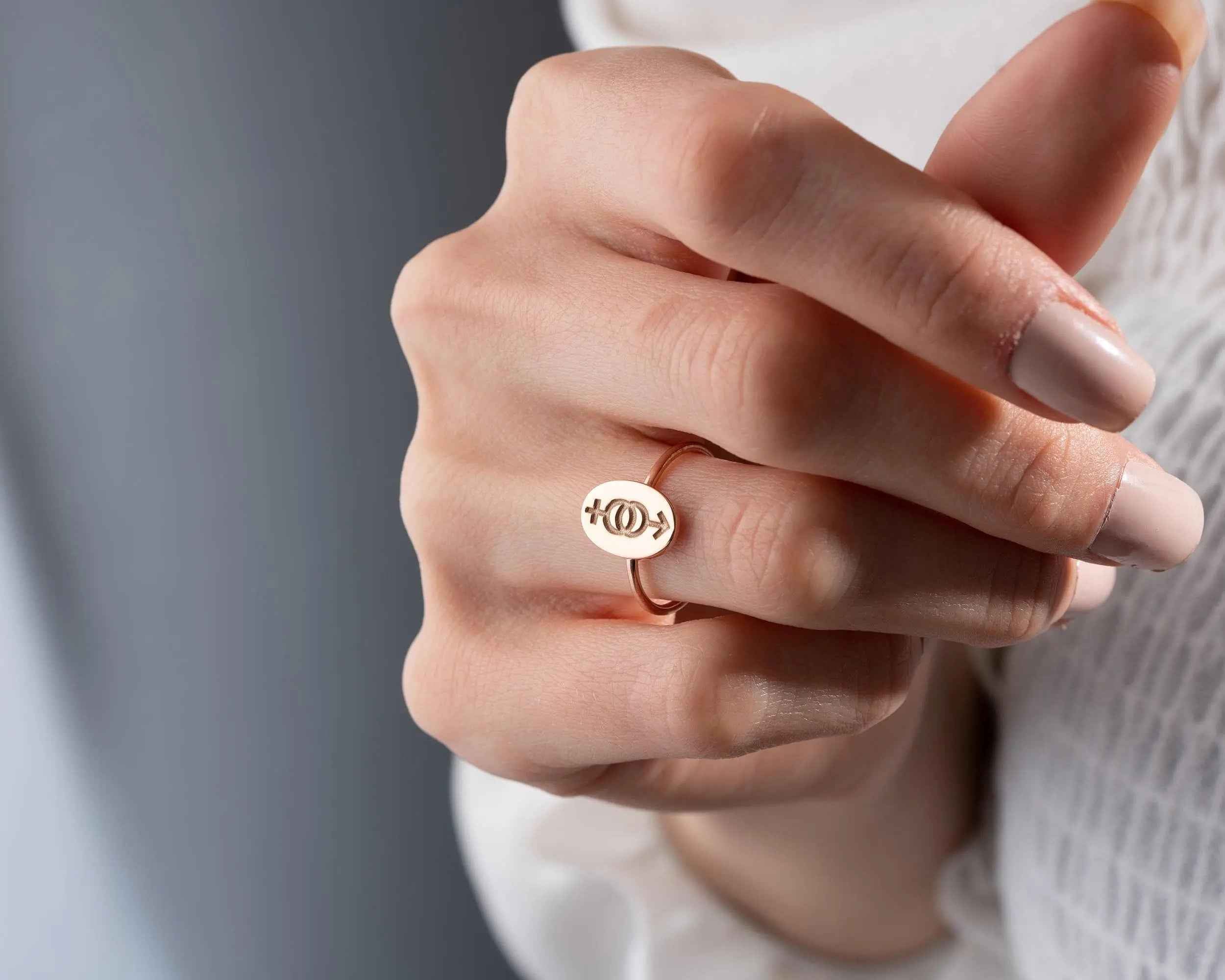 Sterling Silver Heterosexual Symbol Ring: Gender Symbol Jewelry
