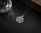 Sterling Silver Honeycomb Bee Pendant Necklace