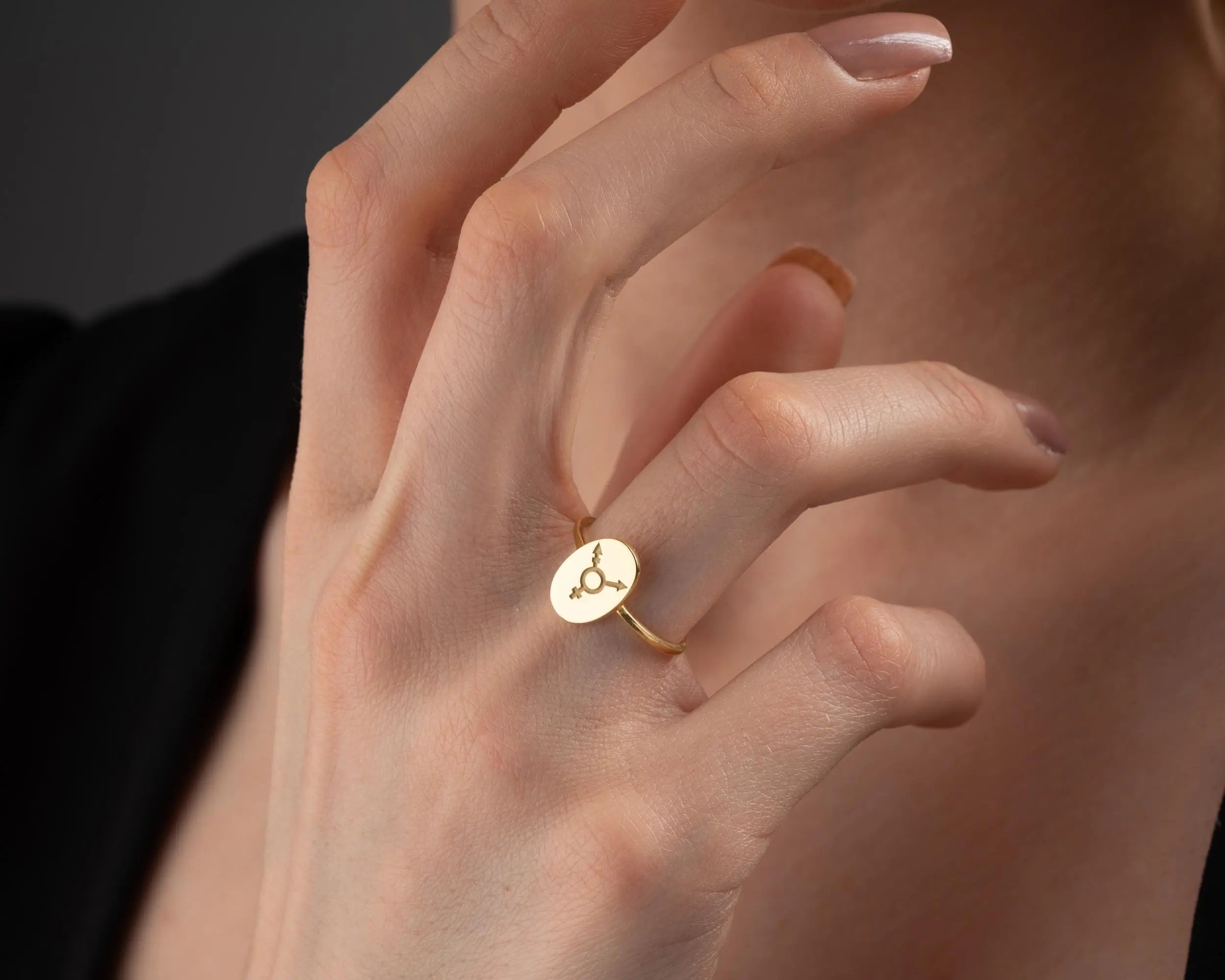 Bague Symbole Transgenre en Or Massif : Bijoux LGBTQ Fierté