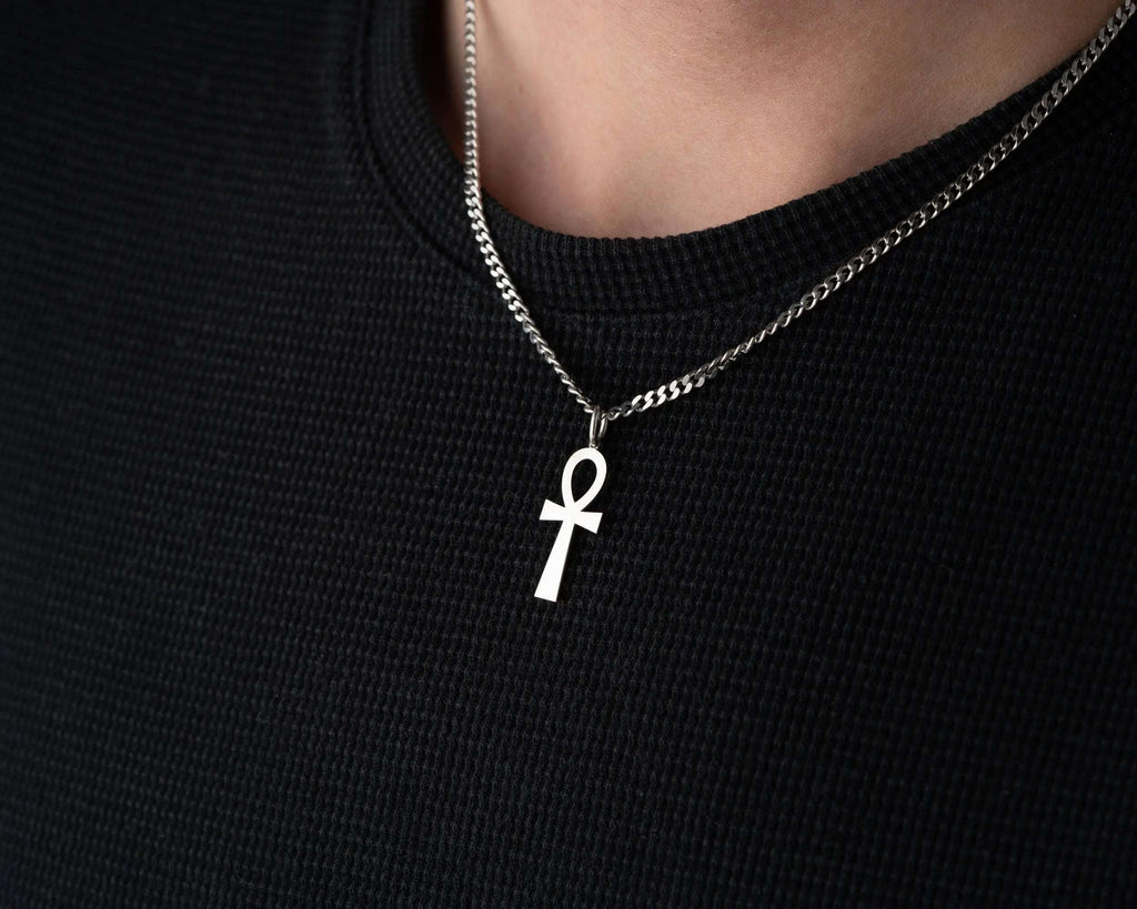 Sterling Silver Egyptian Ankh Cross Necklace: Symbol of Life Pendant   Charmora Jewelry