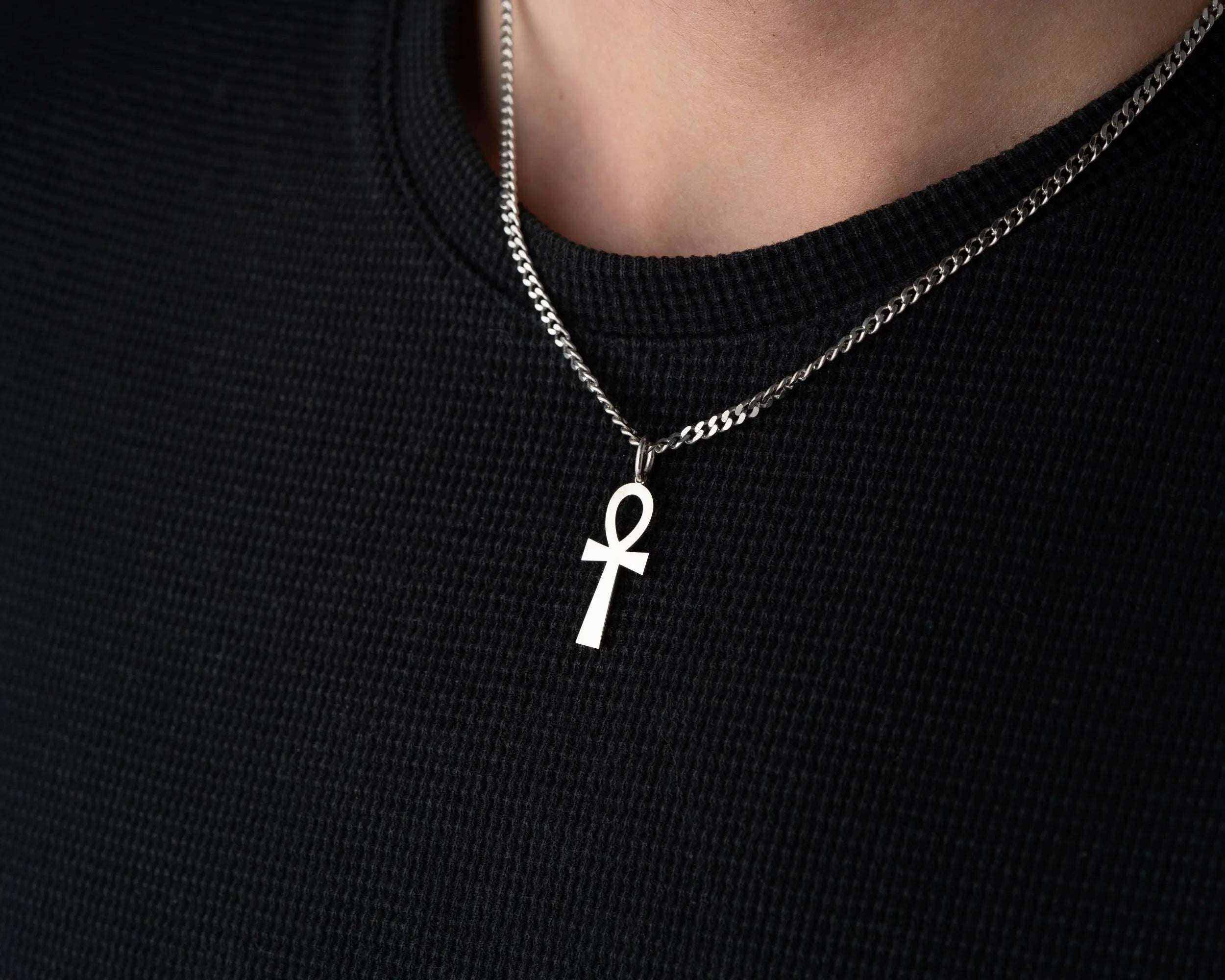 Sterling Silver Egyptian Ankh Cross Necklace: Symbol of Life Pendant   Charmora Jewelry