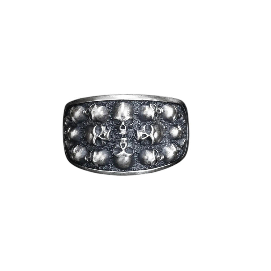 Sterling Silver Skull Ring: Memento Mori Biker Ring, Gothic Jewelry   Charmora Jewelry