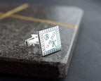 Handmade Sterling Silver Date & Initial Cufflinks: Personalized Groomsmen Gift