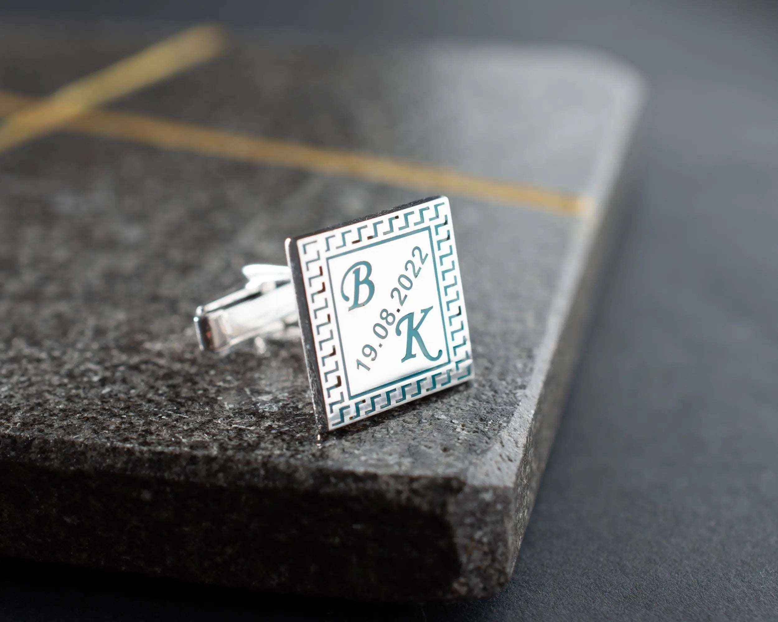 Handmade Sterling Silver Date & Initial Cufflinks: Personalized Groomsmen Gift