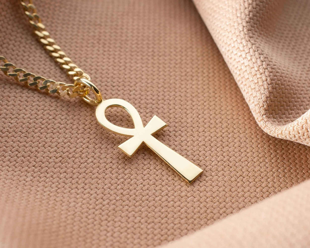 Gold Ankh Pendant: Sterling Silver Egyptian Cross Necklace