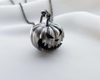 Oxidized Sterling Silver Pumpkin Necklace: Halloween Jewelry Gift   Charmora Jewelry