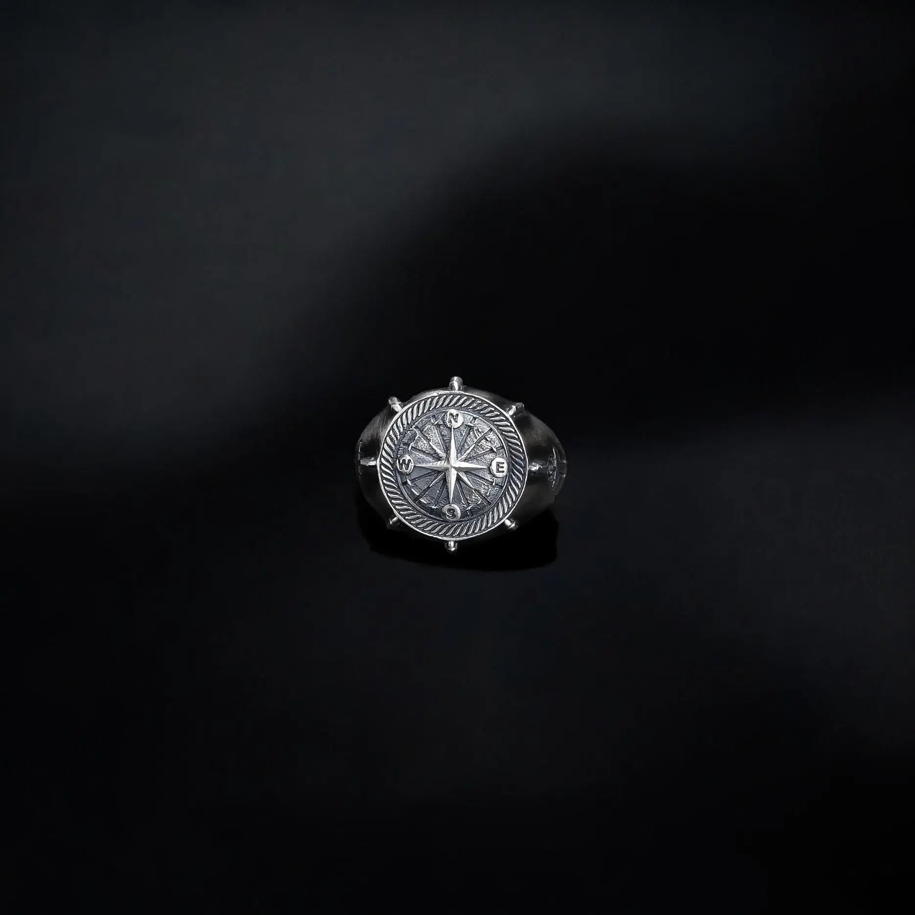 Sterling Silver Compass Ring: Nautical Fidget Jewelry, Unisex Band   Charmora Jewelry