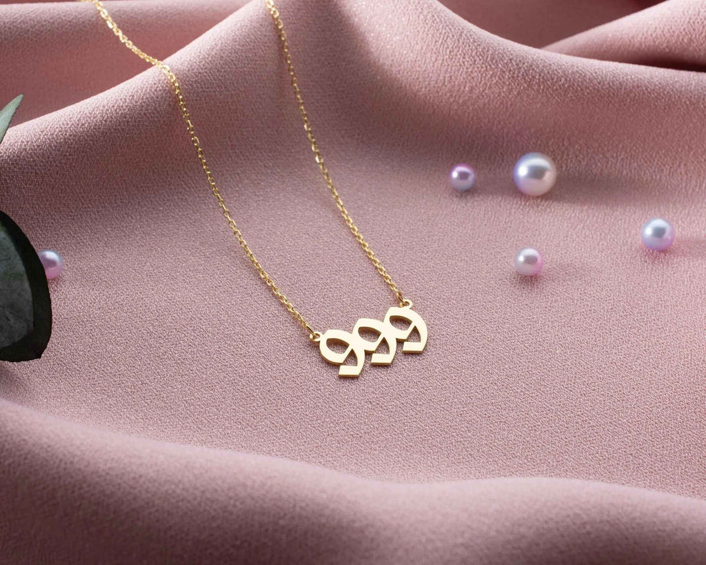 Gold 999 Angel Number Necklace: Sterling Silver Numerology Jewelry
