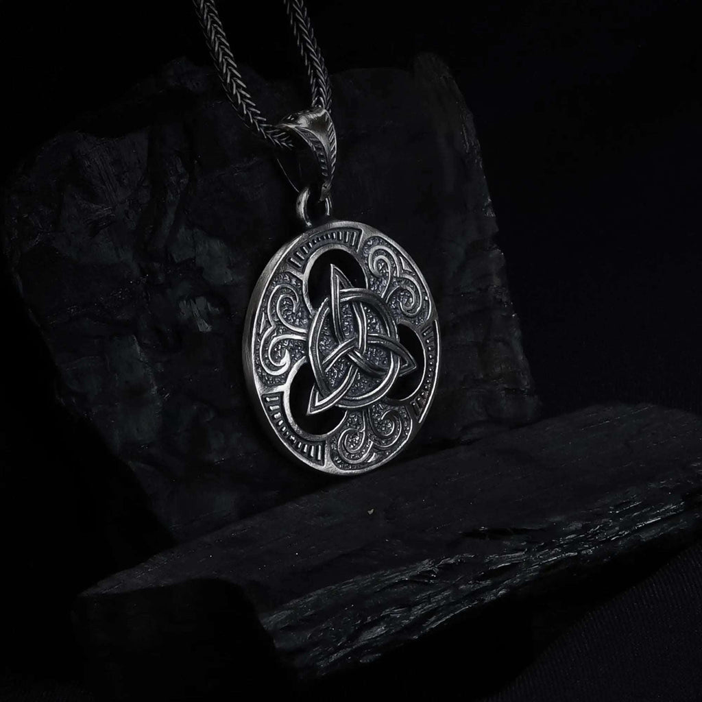 Sterling Silver Celtic Trinity Knot Necklace Handmade Triquetra Pendant Men   Charmora Jewelry