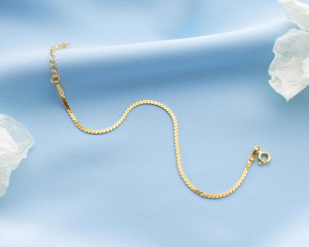 Dainty Sterling Silver Chain Bracelet: Rose Gold, Gold Finish
