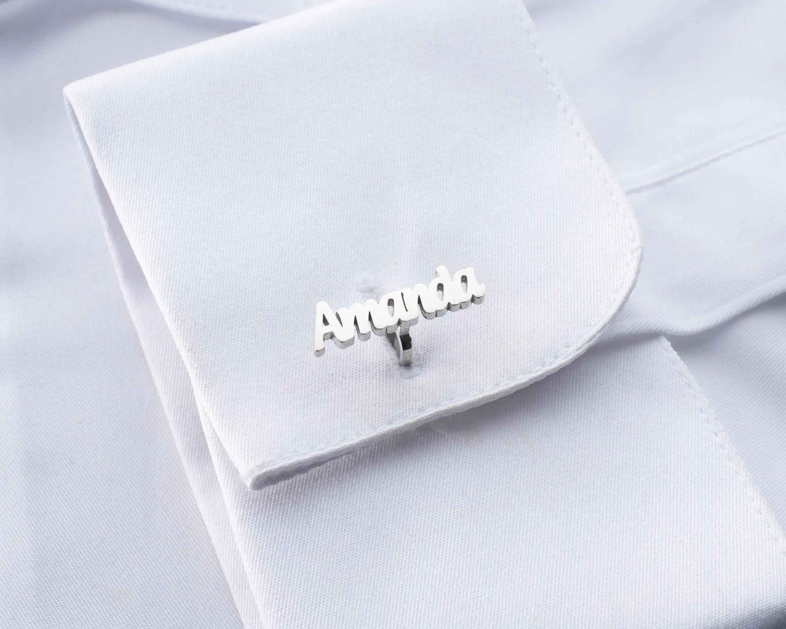 Sterling Silver Custom Name Cufflinks: Personalized Groomsmen Gift