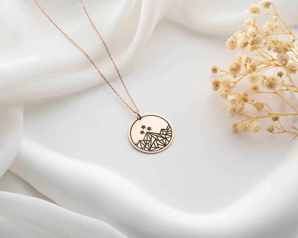 Sterling Silver Mountain Coin Necklace: Night Court Pendant