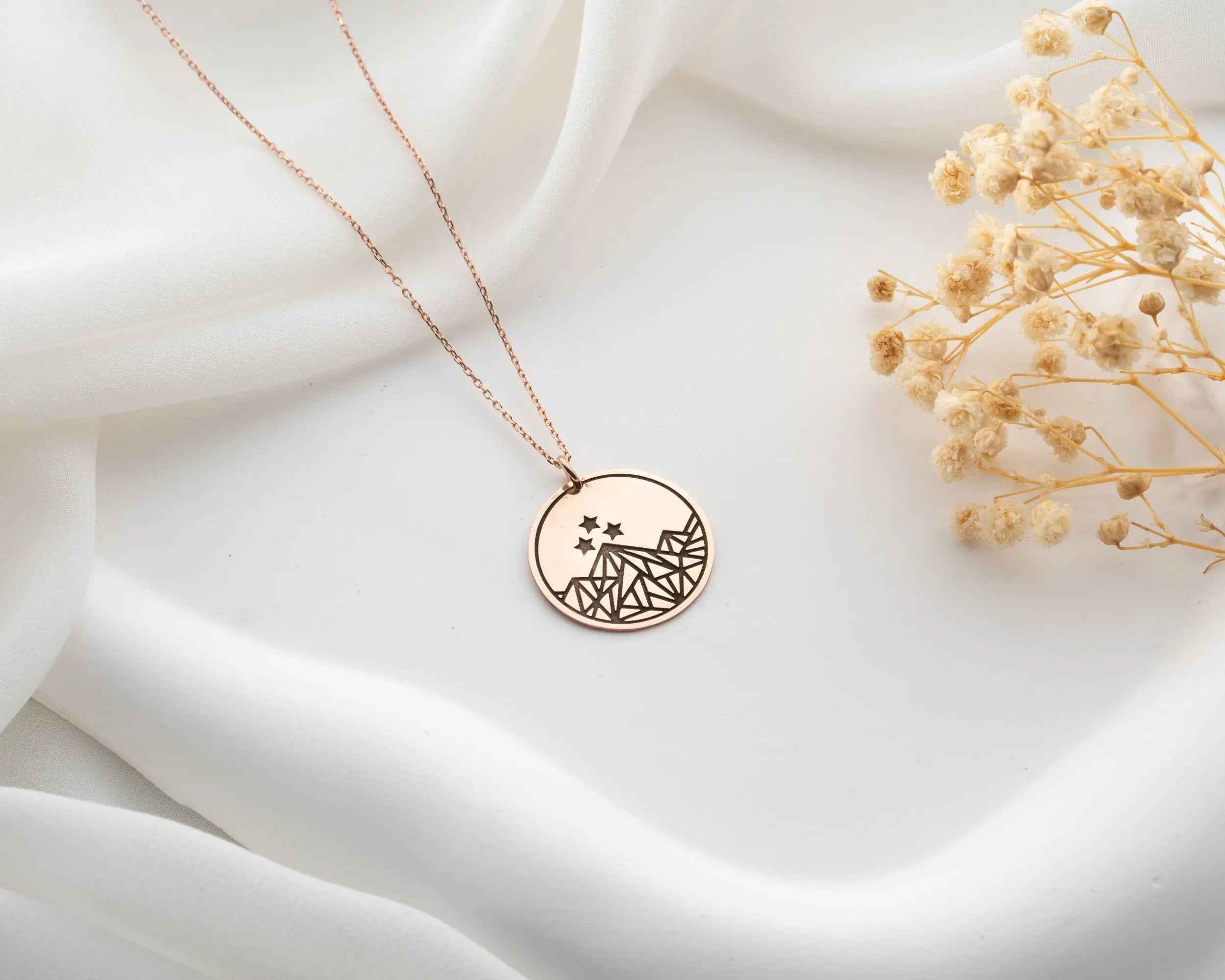 Sterling Silver Mountain Coin Necklace: Night Court Pendant