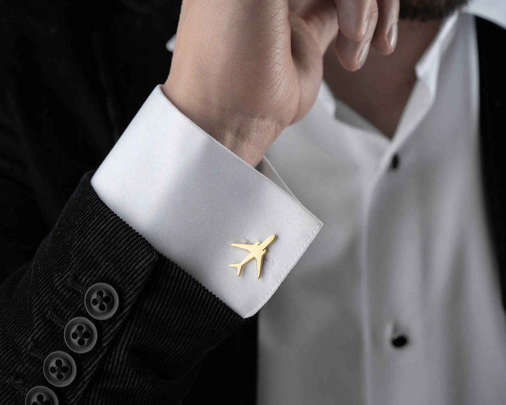 Sterling Silver Airplane Cufflinks, Groom Wedding Gift