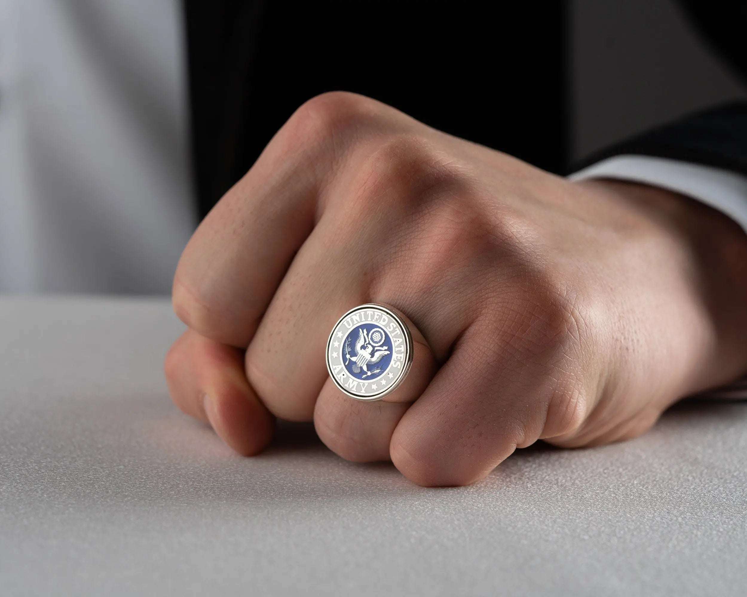 Sterling Silver American Coat of Arms Ring: Patriotic Bird Jewelry   Charmora Jewelry
