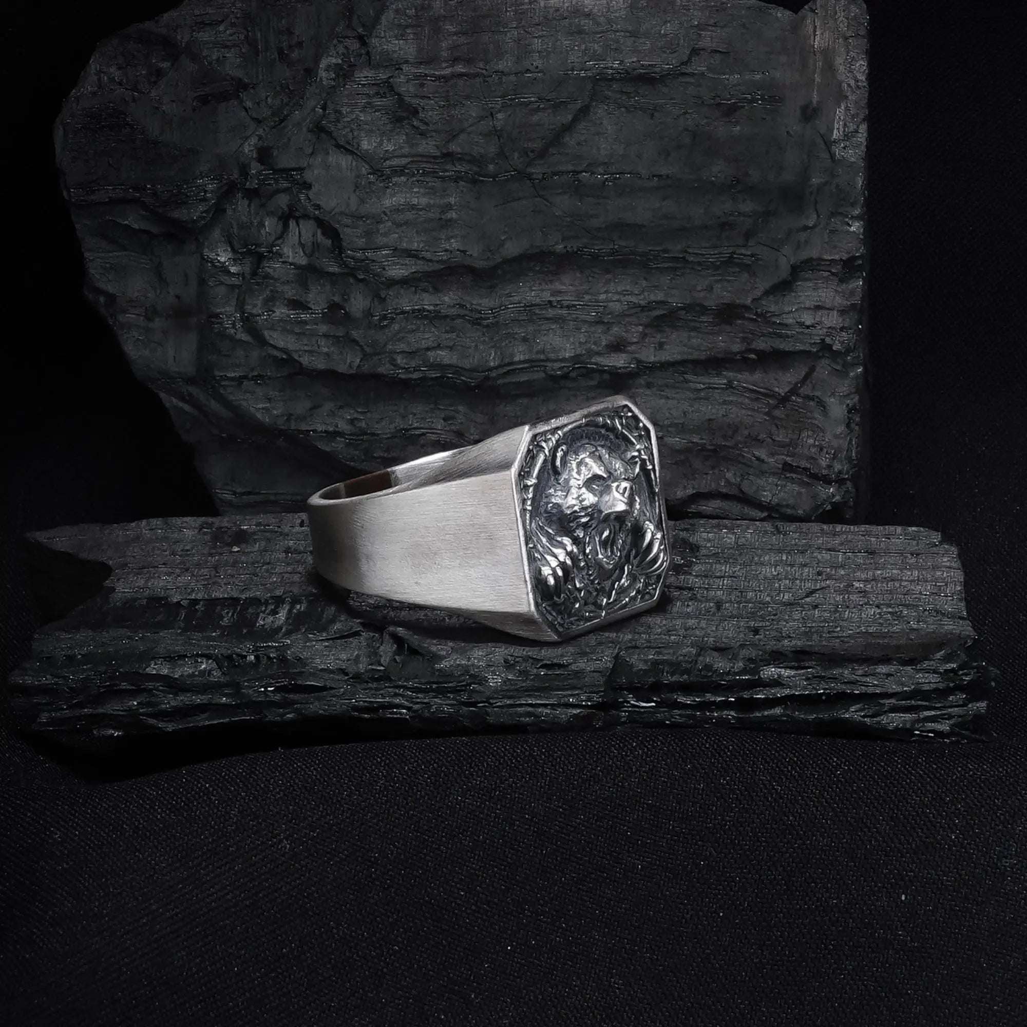 Oxidized Sterling Silver Bear Ring - Animal Lover Jewelry   Charmora Jewelry