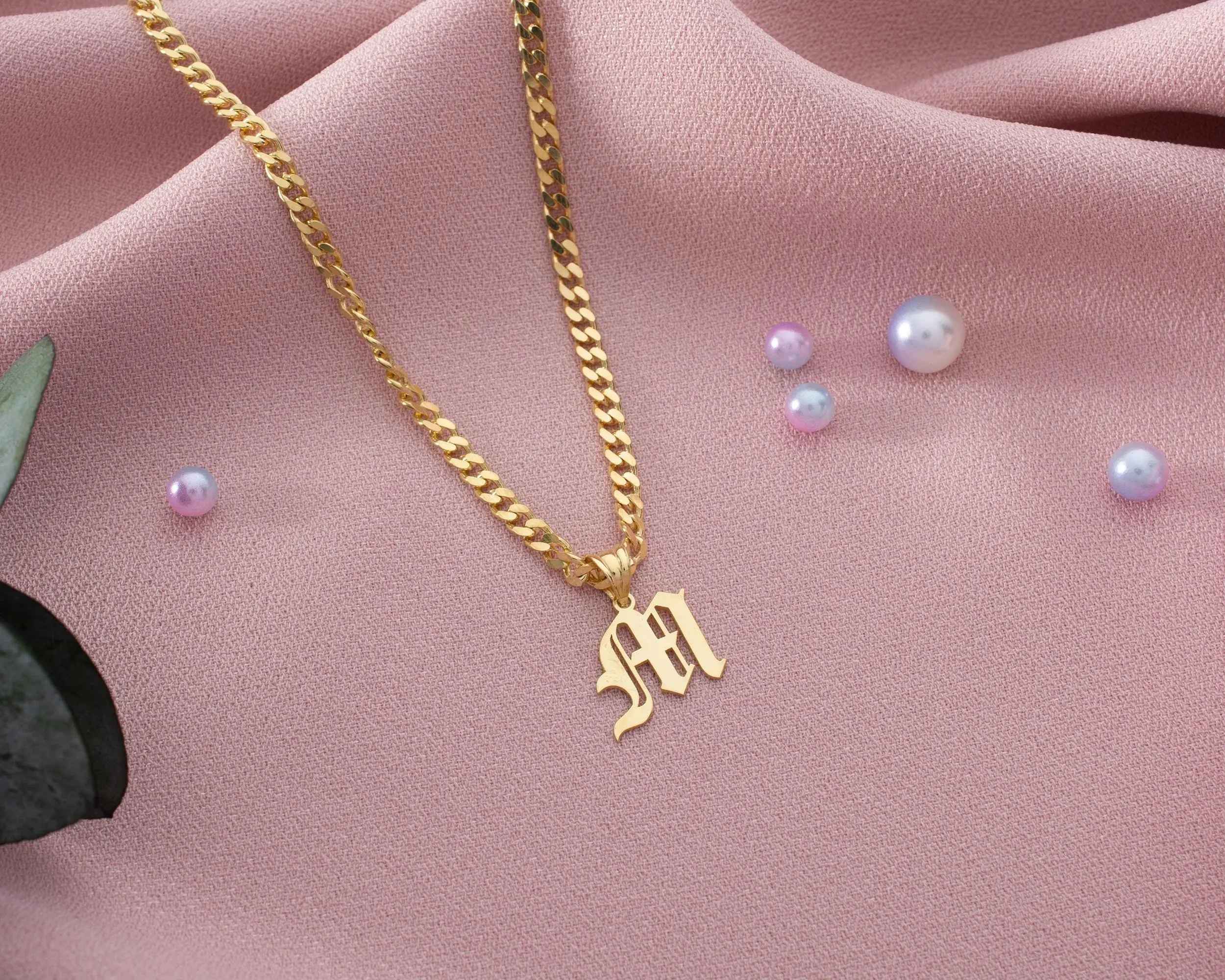 Sterling Silver Initial Necklace: Personalized Gold Letter Pendant