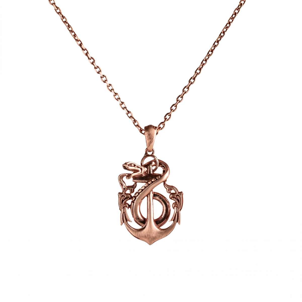 Nautical Anchor Serpent Coiled Necklace  Necklace  Charmora Jewelry