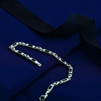 925 Sterling Silver Men's Bracelet: Onyx - Garnet - Navy Blue Zircon Vintage Link Design
