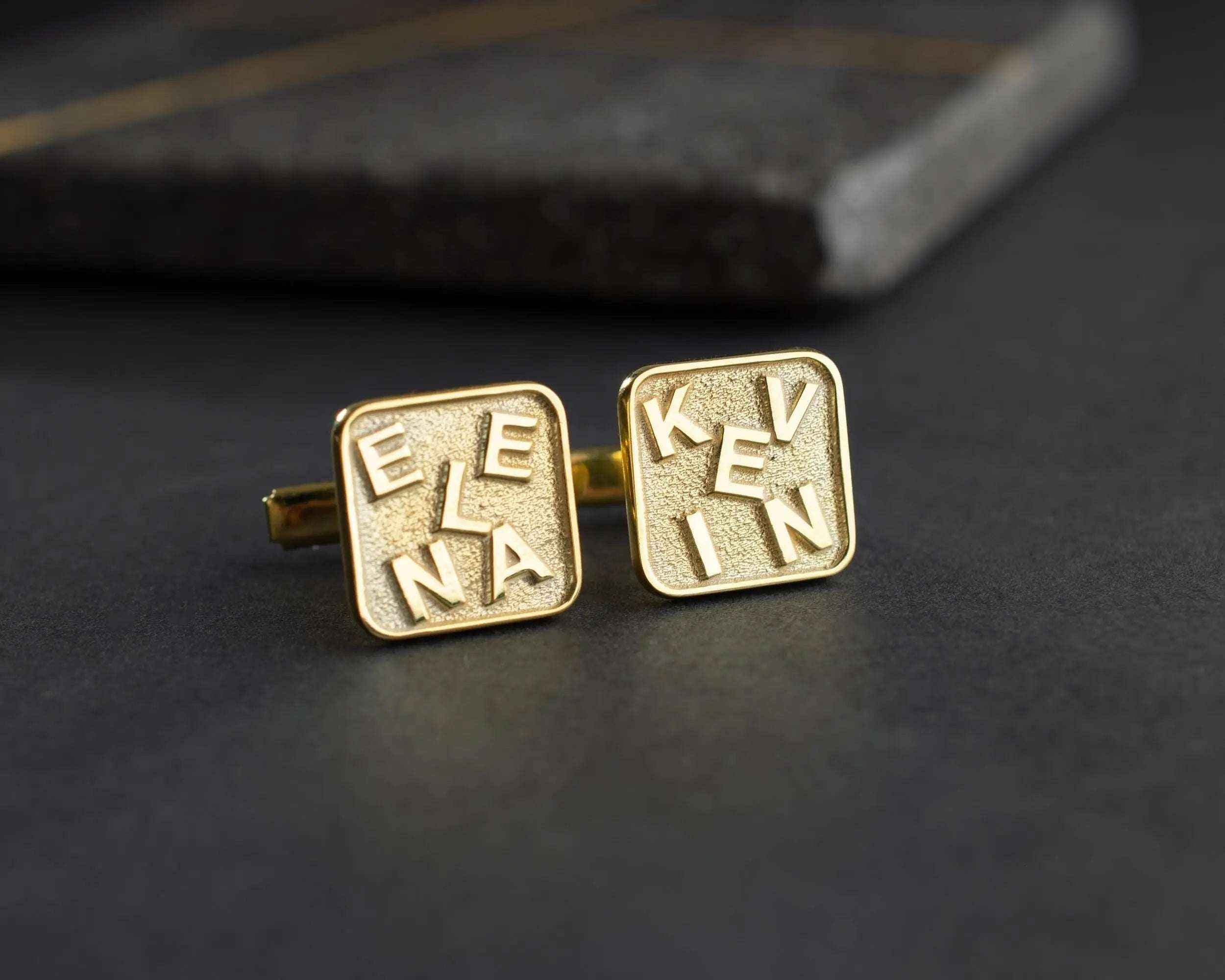 Personalized Sterling Silver Cufflinks – Engraved Name, Groom Gift