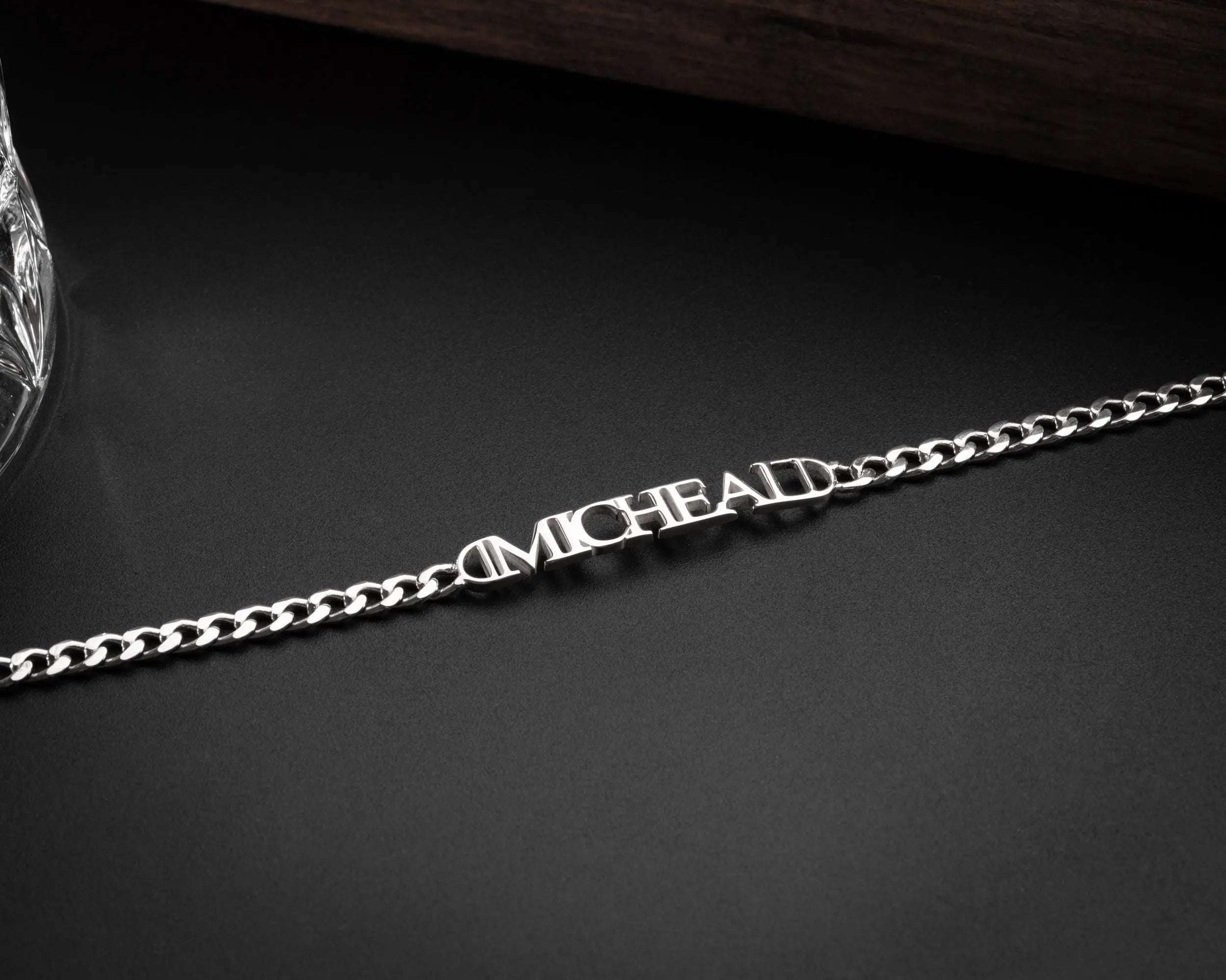 Personalized Sterling Silver Name Bracelet: Curb Chain Gift for Him   Charmora Jewelry
