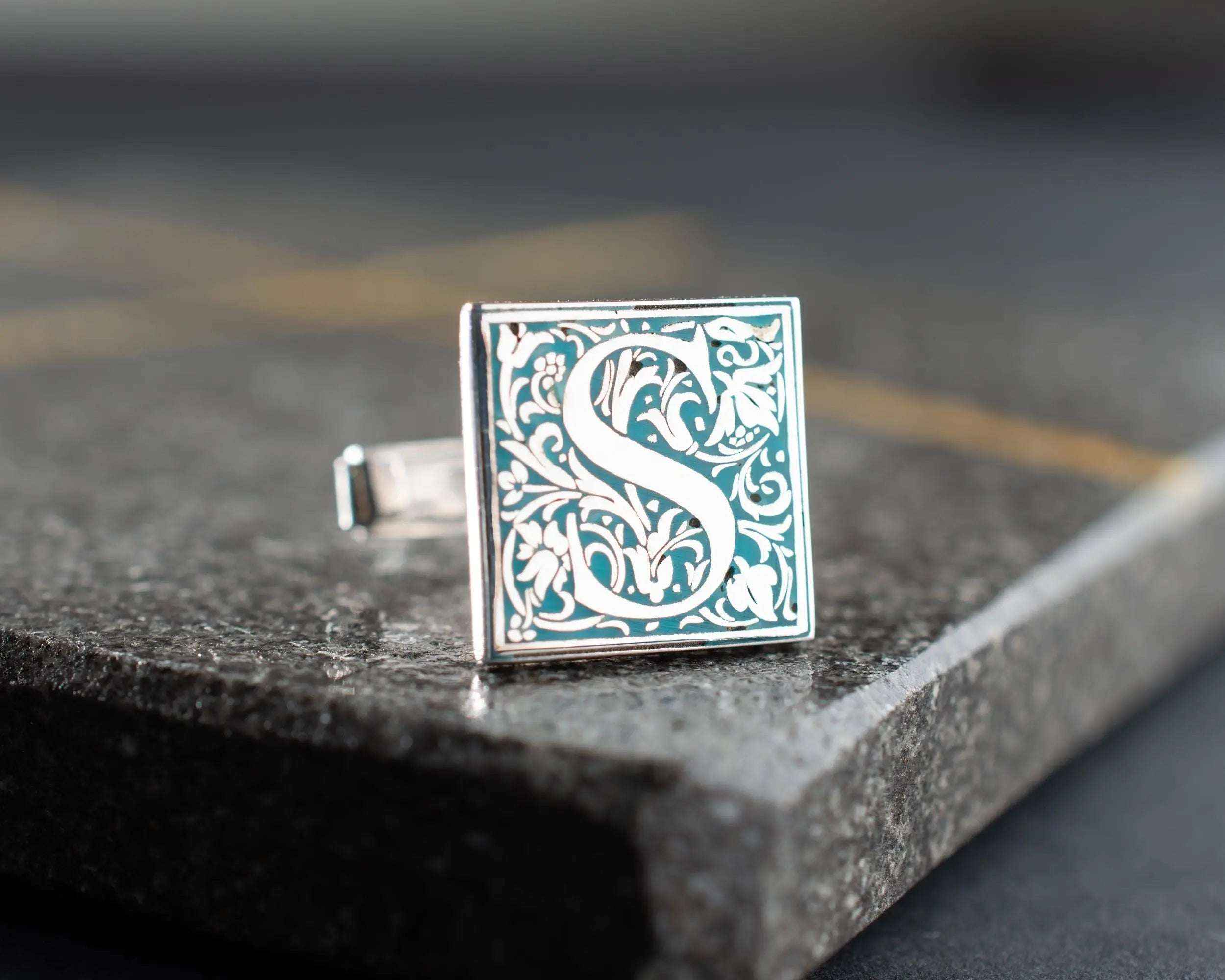Personalized Initial Cufflinks: Engraved Sterling Silver Groomsmen Gift